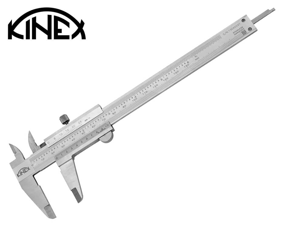 Nerezové posuvné meradlo so skrutkovou aretáciou Kinex 150 mm / 0.02 mm + inch