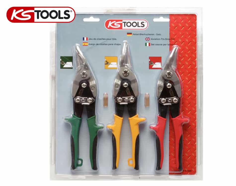 Ručné nožnice na plech KS Tools – 3 dielna sada