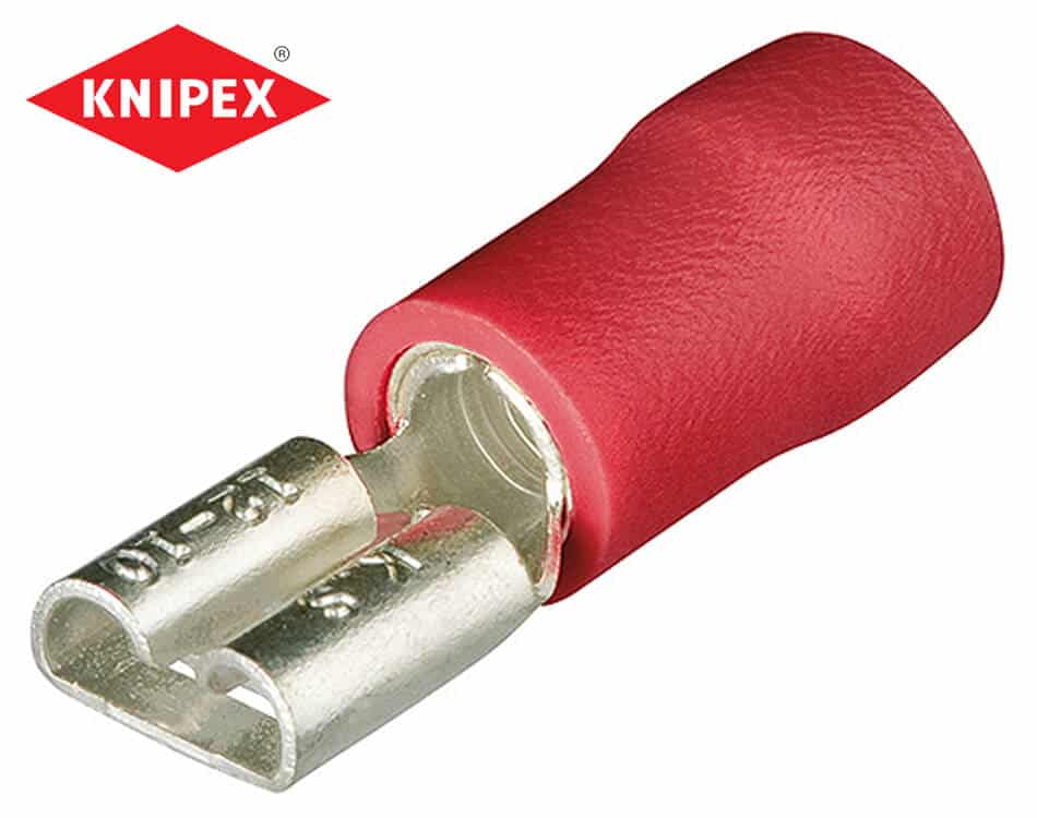 Plochá káblová zásuvková lisovacia koncovka Knipex 6,3 x 0,8 mm / 0,5 – 1 mm / 100 ks
