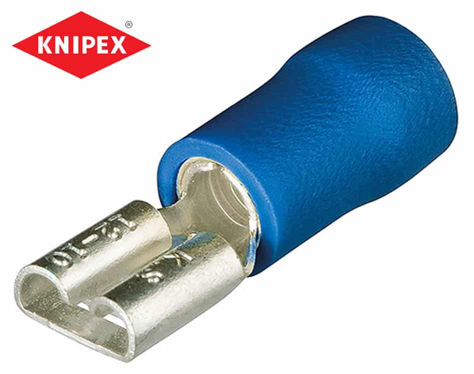 Plochá káblová zásuvková lisovacia koncovka Knipex 6,3 x 0,8 mm / 1,5 – 2,5 mm / 100 ks