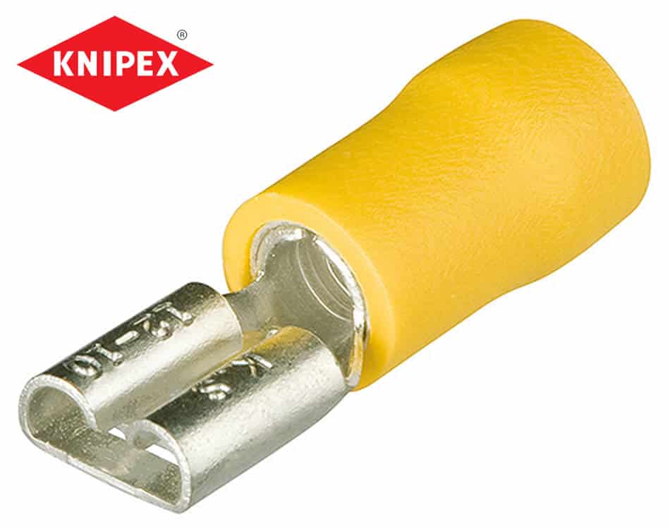 Plochá káblová zásuvková lisovacia koncovka Knipex 6,3 x 0,8 mm / 4 – 6 mm / 100 ks