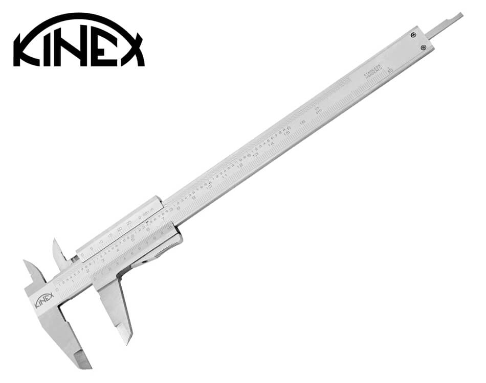 Nerezové posuvné meradlo s tlačítkovou aretáciou Kinex 160 mm / 0.05 mm + inch