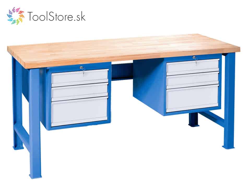 Dielenský pracovný stôl ToolStore Variant so 6 zásuvkami 170 cm s nastaviteľnými nohami