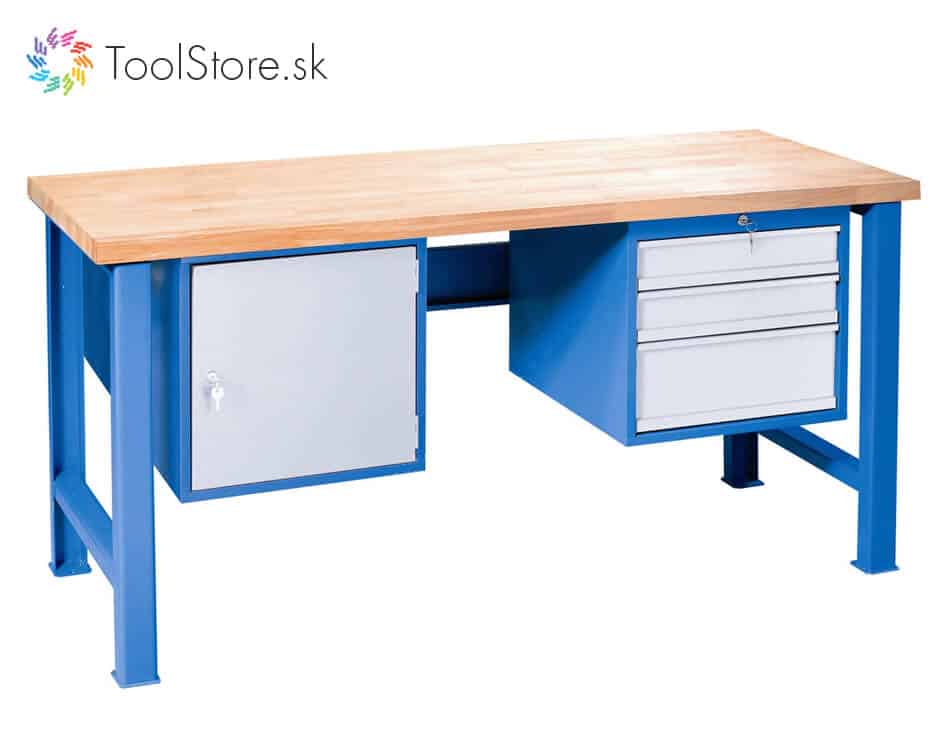 Dielenský pracovný stôl ToolStore Variant s 3 zásuvkami a dvierkovou skrinkou 170 cm s nastaviteľnými nohami