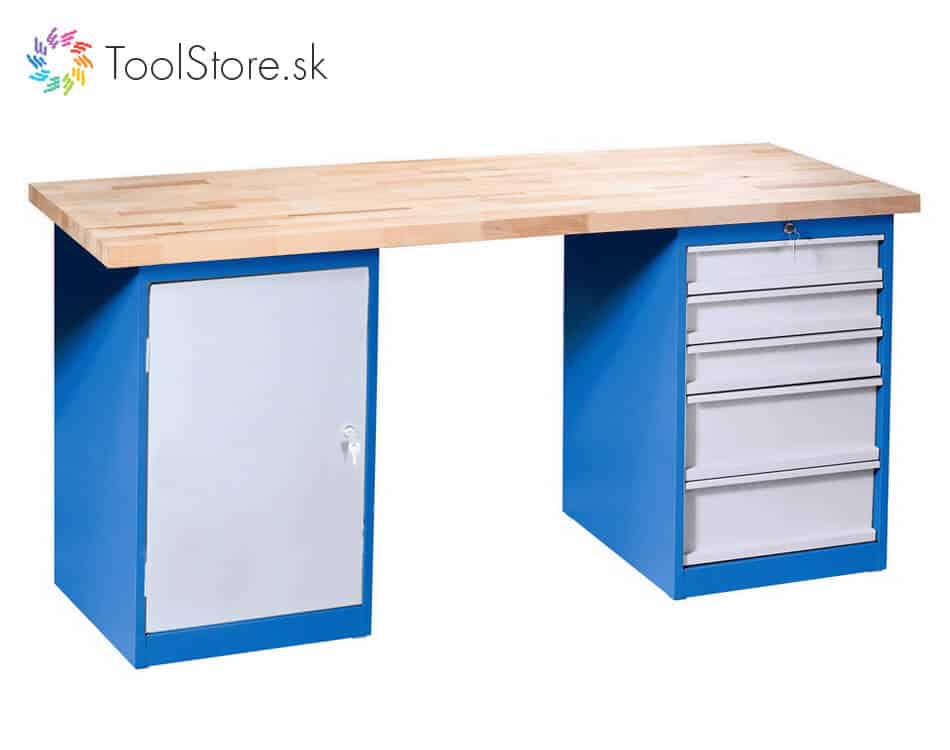 Dielenský pracovný stôl ToolStore Variant s 5 zásuvkami a dvierkovou skrinkou 170 cm