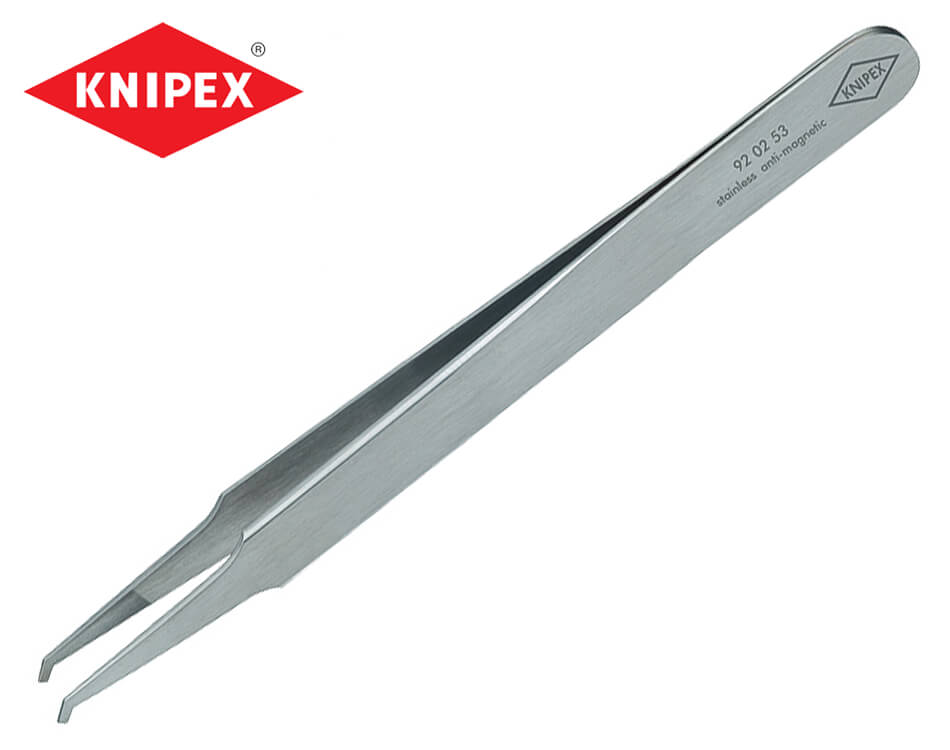 Precízna pinzeta pre SMD techniku so zahnutými krátkymi hrotmi Knipex