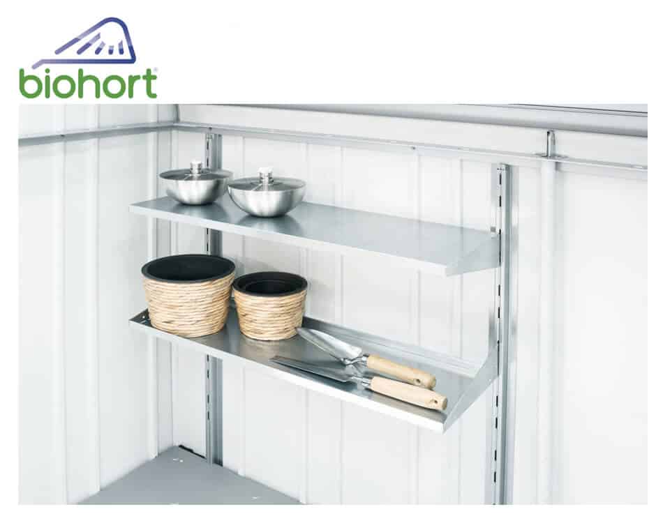 Regálové poličky pre záhradné boxy Biohort StoreMax® 190 / 2 ks