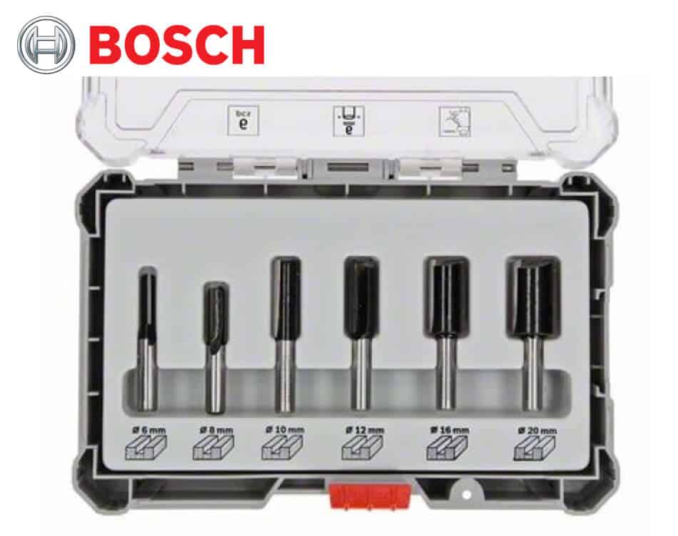 Sada drážkovacích stopkových fréz na drevo Bosch / 6 dielna / 6 mm