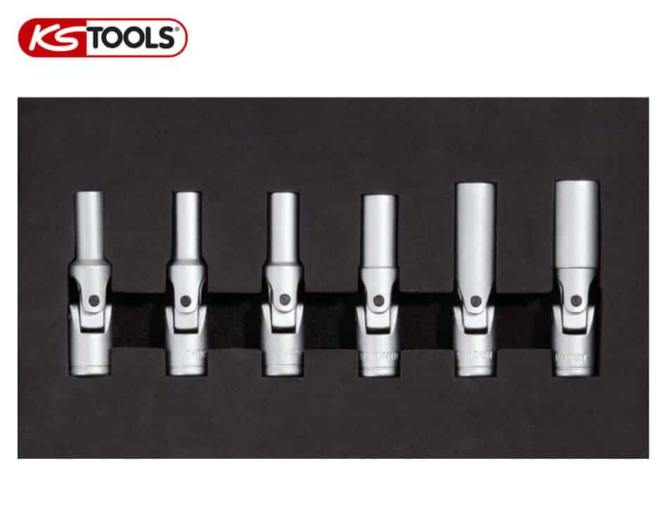 Sada kĺbových 3/8″ nástrčkových kľúčov na sviečky KS Tools – 6 dielna