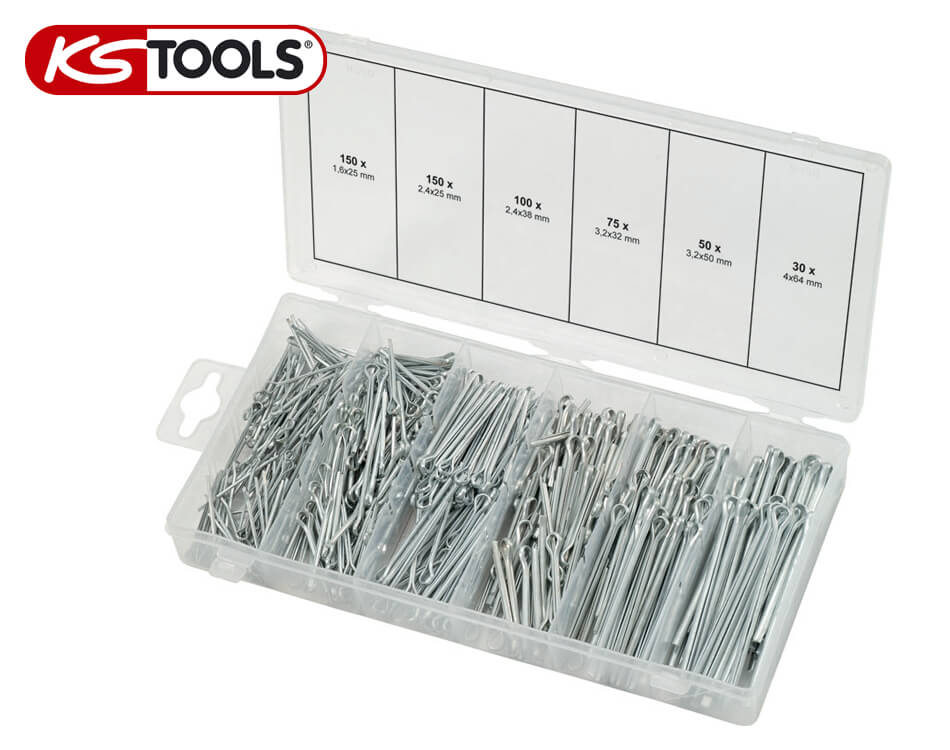 Sada závlačiek KS Tools 1,6 x 25,4 mm – 4,0 x 63,5 mm – 555 dielna