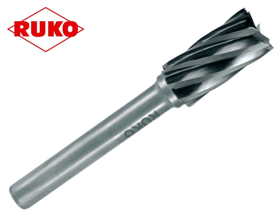 Valcový stopkový pilník na hliník z tvrdokovu s čelným ozubením Ruko / tvar ZYAS / Ø 6 mm