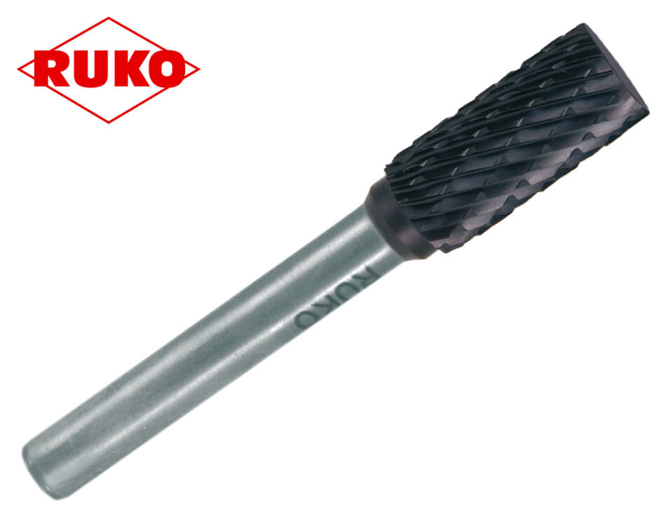 Valcový stopkový pilník na kov z tvrdokovu Ruko / tvar ZYA / Ø 10 mm